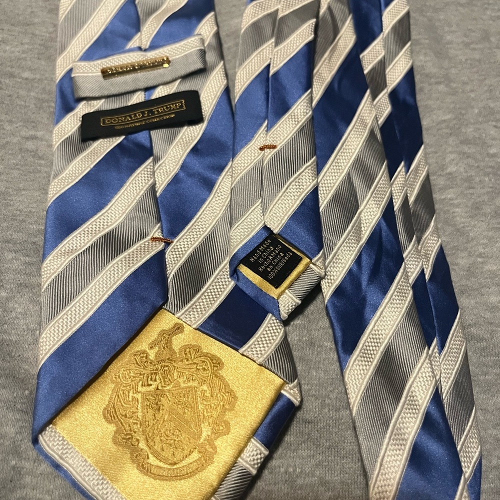 Donald J. Trump Blue and Silver Diagonal Striped Tie
